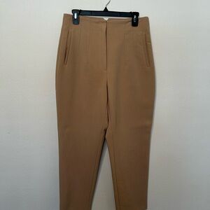 Zara Camel Brown High-Waist Tapered Work Pants – Size L (US 10/12)